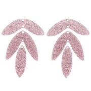 Lote de 6 colgantes de hojas acrílicas 62x45 mm para montar - Brillo rosa viejo|raw }}