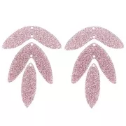 Colgante - Dije - Set de 6 pendentifs feuilles 62x45 mm en acrylique à monter - Pailleté vieux rose Set de 6 pendentifs feuilles 62x45 mm en acrylique à monter - Pailleté vieux rose