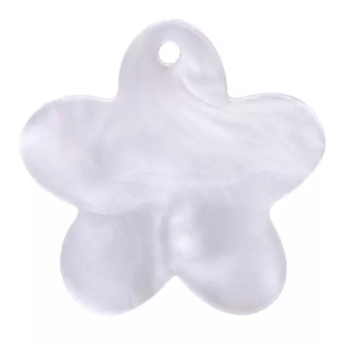 Dije de flor de acetato de 19 mm - Blanco nacarado x1