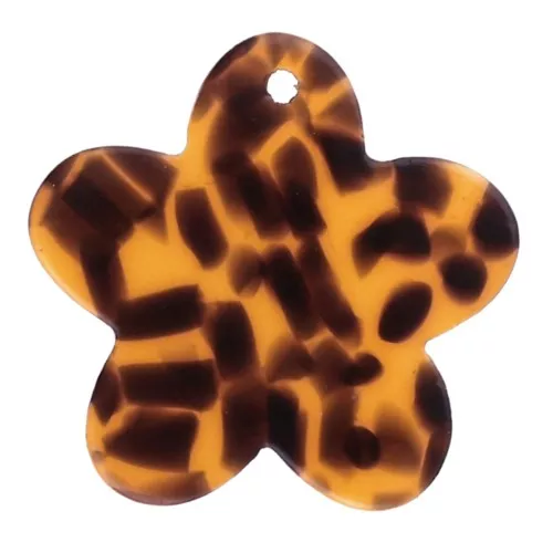 Dije de flor de acetato de 19 mm - Marrón terrazo - Negro x1