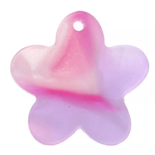 Dije flor acetato 19 mm - Carey - Rosa - Violeta x1
