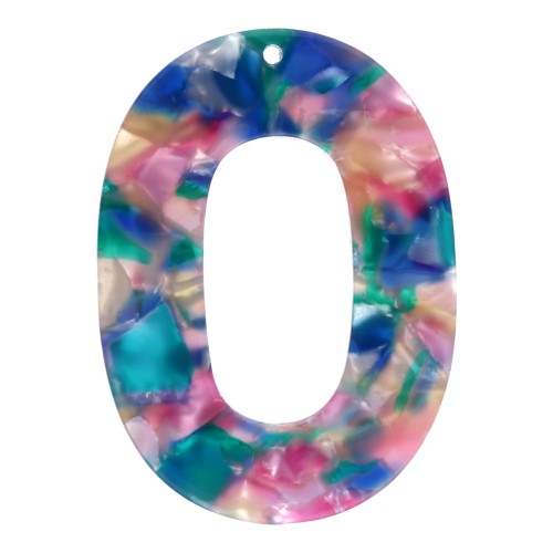 Colgante ovalado de acetato hueco 47x34mm - Azul carey - Rosa - Verde nacarado