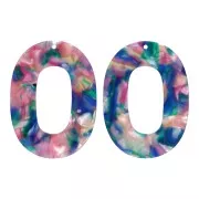 Colgante ovalado ahuecado de acetato 47x34mm - Azul carey - Rosa - Verde nacarado