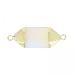 Separador punta hexágono 2 anillas 38 mm Opal/Dorado x1