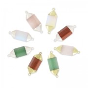 Separador punta hexágono 2 anillas 38 mm Opal/Dorado x1