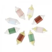 Separador punta hexágono 2 anillas 38 mm Opal/Dorado x1