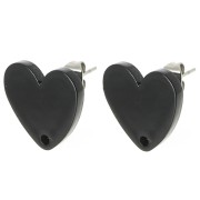 Ganchos pendientes corazón acrílico 14x15,5 mm - Negro x2|raw }}