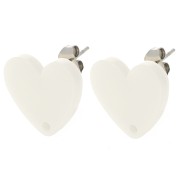 Ganchos pendientes corazón acrílico 14x15,5 mm - Crema x2|raw }}