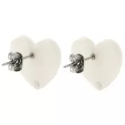 Ganchos pendientes corazón acrílico 14x15,5 mm - Crema x2