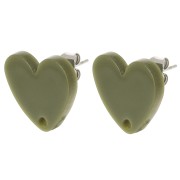 Ganchos pendientes corazón acrílico 14x15,5 mm - Oliva x2|raw }}