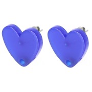 Ganchos pendientes corazón acrílico 14x15,5 mm - Azul real x2
