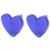 Rojo - Ganchos pendientes corazón acrílico 14x15,5 mm - Azul real x2 Ganchos pendientes corazón acrílico 14x15,5 mm - Azul real x2