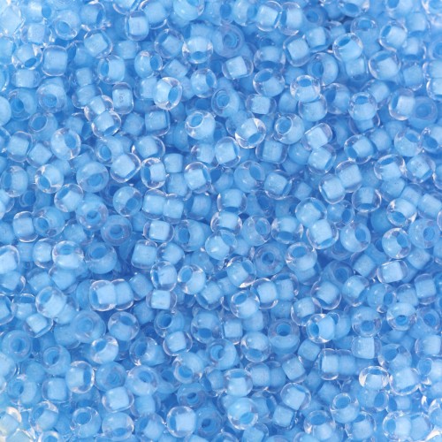 Cuentas de Rocalla Preciosa 11/0 2 mm - Crystal Blue Lined x20 g