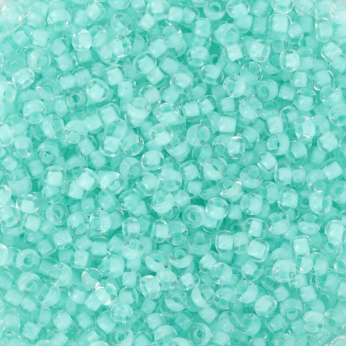 Cuentas de Rocalla Preciosa 11/0 de 2 mm - Crystal Green Lined x 20 g
