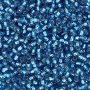 Cuentas de Rocalla Preciosa 11/0 2 mm - Dark Aquamarine Silver Lined x 20 g