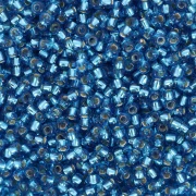 Cuentas de Rocalla Preciosa 11/0 2 mm - Dark Aquamarine Silver Lined x 20 g