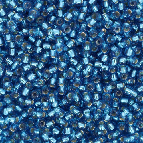 Cuentas de Rocalla Preciosa 11/0 2 mm - Dark Aquamarine Silver Lined x 20 g
