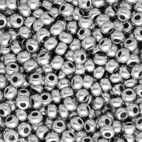 Cuentas de Rocalla Preciosa 8/0 - 3 mm - Gris satinado plateado x 20 g