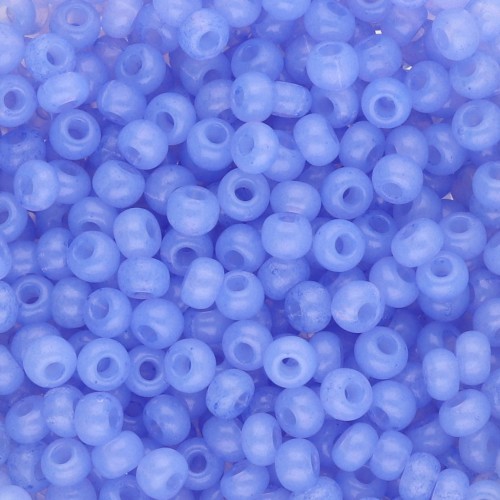 Cuentas de Rocalla Preciosa 8/0 de 3 mm - Solgel - Azul 2, teñidas en color alabastro, 20 g