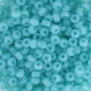 Cuentas de Rocalla Preciosa 8/0 - 3 mm - Solgel - Azul verdoso 2, teñidas en color alabastro, x20 g