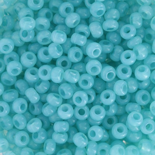 Cuentas de Rocalla Preciosa 8/0 - 3 mm - Solgel - Azul verdoso 2, teñidas en color alabastro, x20 g