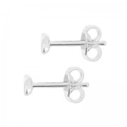 Pendientes trasera para semi-agujereada 4 mm plateado x2