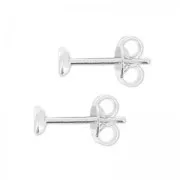 Pendientes trasera para semi-agujereada 4 mm plateado x2