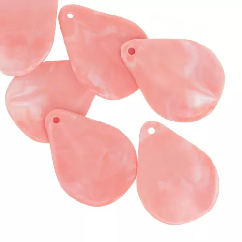 Cuentas de pétalos de flor curvados de 23 mm en resina - Coral jaspeado x6