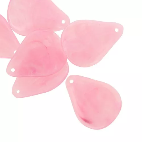 Pétalos de flor curvados 23 mm en resina - Rosa oscuro jaspeado x6