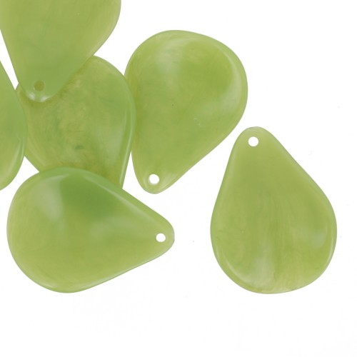 Pétalos de flor curvados de 23 mm en resina - Verde aguacate x6