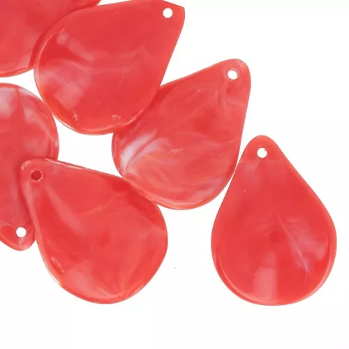 Pétalos de flor curvados de 23 mm en resina - Granadina jaspeada x6