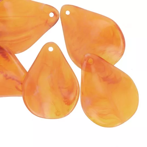 Pétalos de flor curvados de 23 mm en resina - Albaricoque jaspeado x6