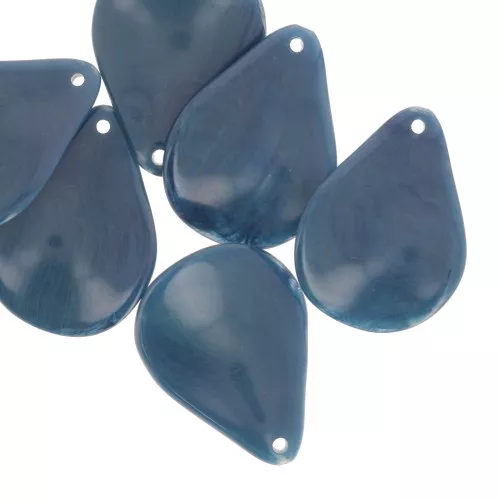 Pétalos de flor curvados de 23 mm en resina - Azul pavo real x6