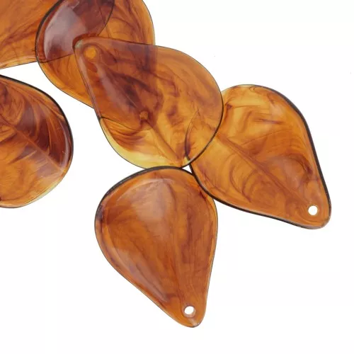 Pétalos de flor curvados de 23 mm en resina - Ámbar jaspeado x6