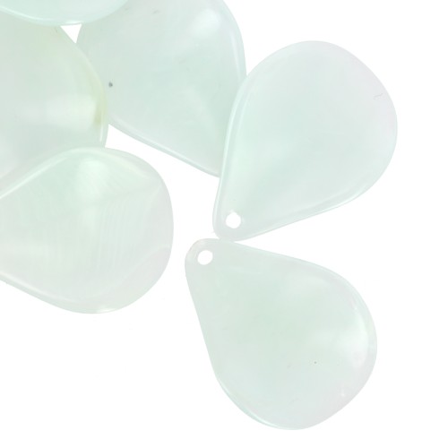 Pétalos de flor curvados de 23 mm en resina - Azul esmerilado jaspeado x6