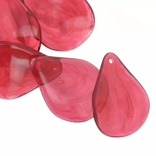 Cuentas de pétalos de flor curvados de 23 mm en resina - Granate jaspeado x6