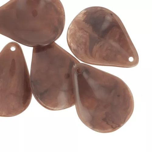 Pétalos de flor curvados de 23 mm en resina - Chocolate jaspeado x6