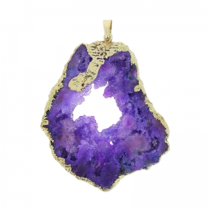 Colgante Druzy Agate 60 mm Purple/dorado x1