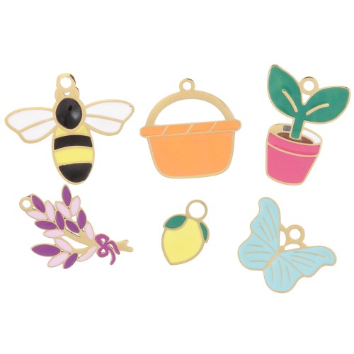 Mezcla de dijes epoxi - Provence - Exclu Perles&Co - Acero inoxidable 304L Dorado x6