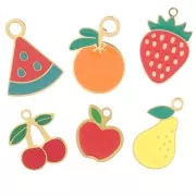 Mix de breloques époxy - Fruits - Exclu Perles&Co - Acier inox 304L Doré x6