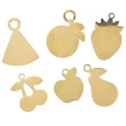 Mezcla de dijes epoxi - Frutas - Exclu Perles&Co - Acero inoxidable 304L Dorado x6
