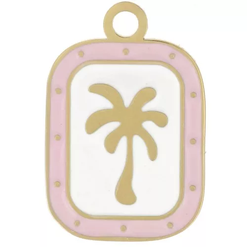 Dije rectángulo palmera 20x13 mm - Acero inoxidable 304L Dorado - Blanco - Rosa claro