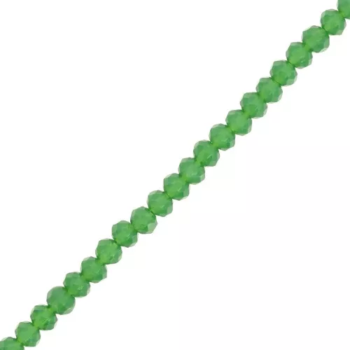 Cuentas facetadas redondas - Redondas aplanadas 3,5x3 mm - Verde opaco x32cm