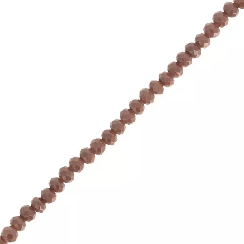 Cuentas facetadas redondas - redondas aplanadas 3x2,5 mm - Marrón opaco x39cm