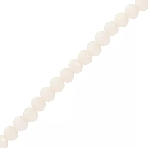 Cuentas facetadas redondas - Redondas aplanadas 4x3,5 mm - Marfil opaco x41cm