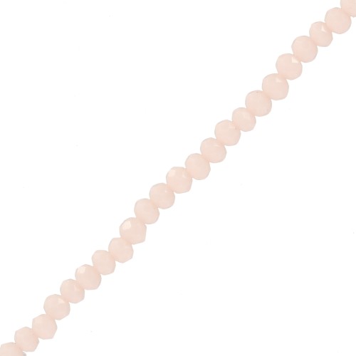 Cuentas facetadas redondas - Redondas aplanadas 3,5x3 mm - Beige claro opaco x32cm