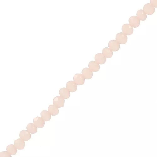 Cuentas facetadas redondas - Redondas aplanadas 3,5x3 mm - Beige claro opaco x32cm
