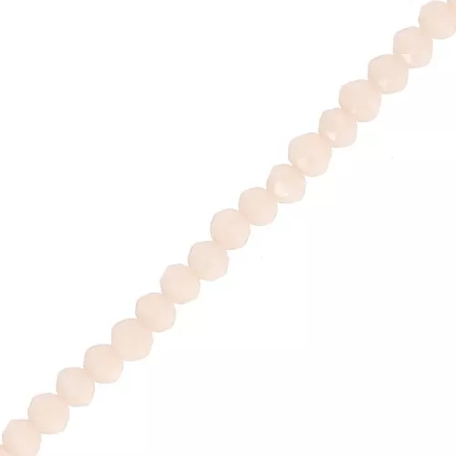 Cuentas facetadas redondas - Redondas aplanadas 4x3,5 mm - Beige claro opaco x40cm