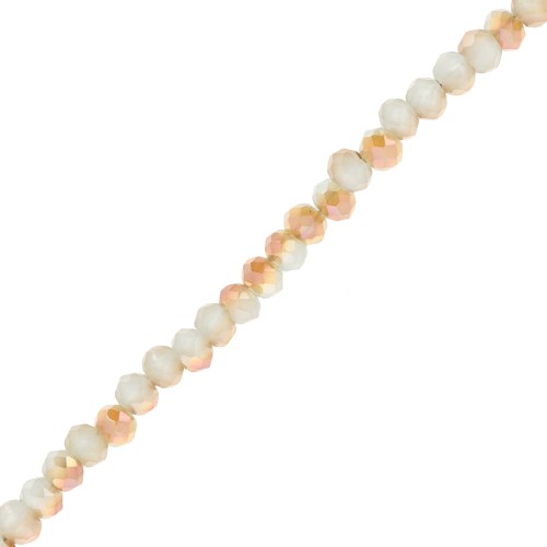 Cuenta facetada redonda - aplanada redonda 3,5x3 mm - Aqua opal - Dorada x30cm