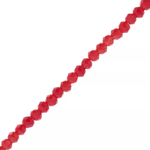 Cuentas facetadas redondas - Redondas aplanadas 3,5x3 mm - Rojo oscuro opaco x32cm